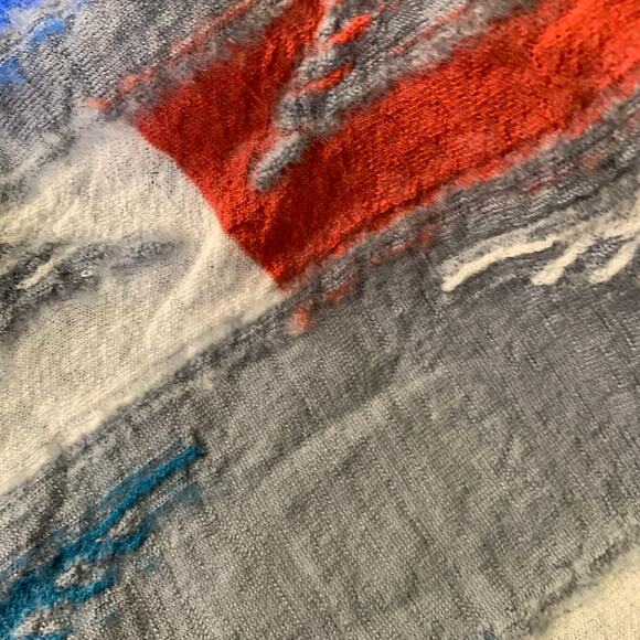 KAPITAL Grey Blue Orange Abstract Oversized Wool Scarf - Picture 6 of 6